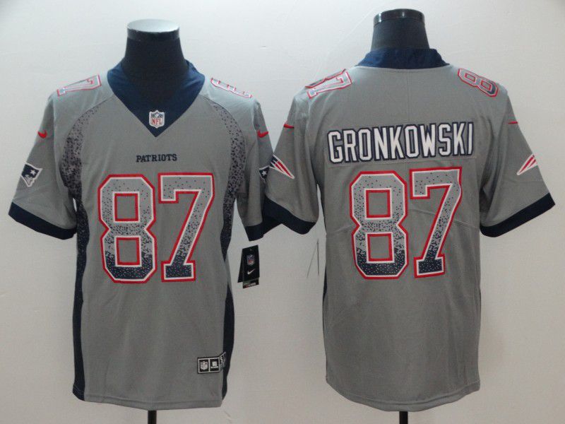 Men New England Patriots #87 Gronkowski Grey Nike Drift Fashion Limited NFL Jersey
